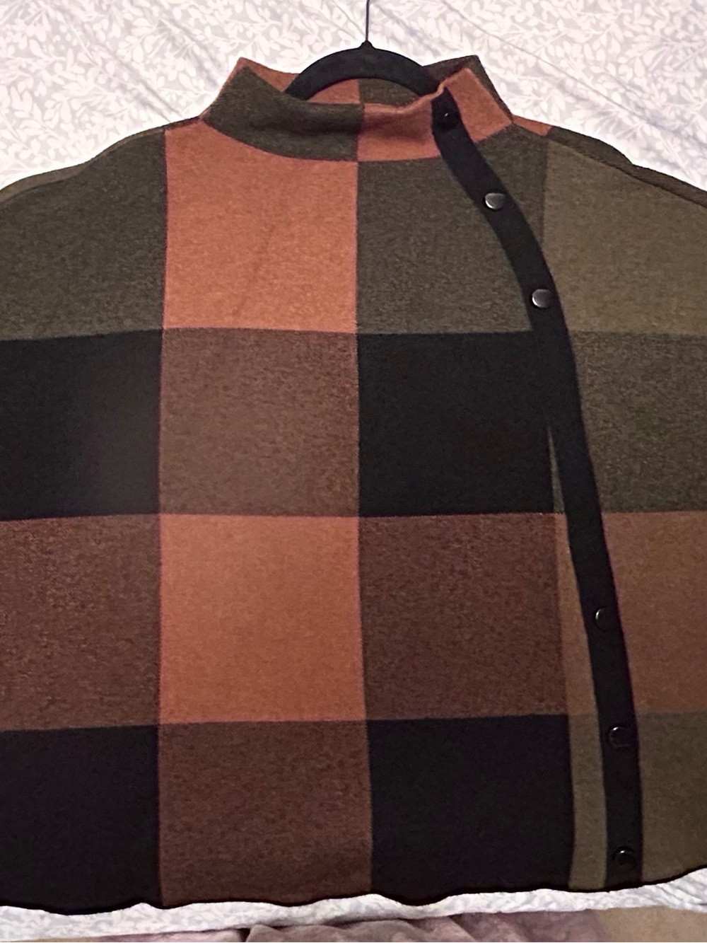 Joseph Ribkoff Olive, Brown & Black Plaid pull over sweater.